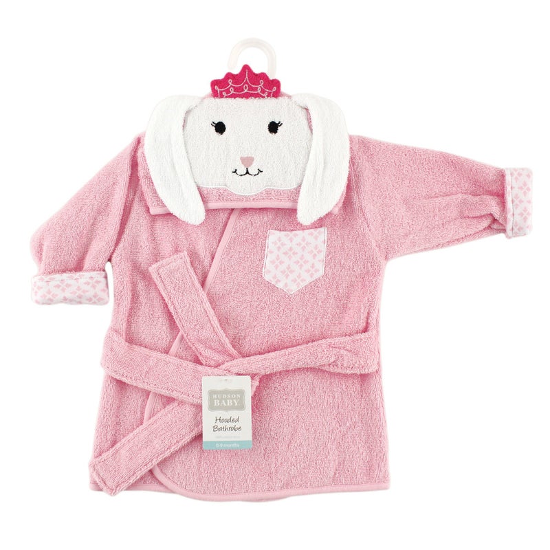 Hudson Baby Unisex Baby Cotton Animal Face Bathrobe, Princess Bunny, One Size - Image 2